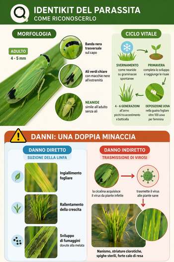 Infografica su parassita del riso e danni