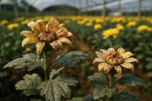 immagine di danni ai fiori da tripide europeo