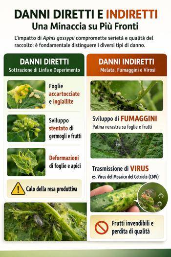 infografica afide sul cotone danni