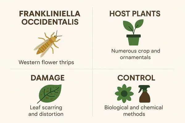 infografica frankliniella occidentalis dei fiori