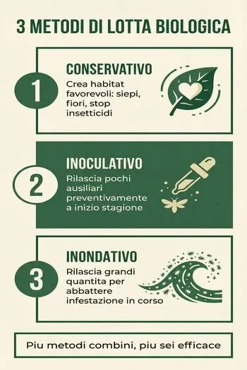 infografica metodi di lotta biologica con insetti utili