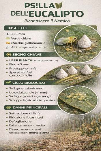 infografica psilla dell'eucalipto