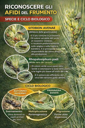 infografica riconoscere afidi del frumento